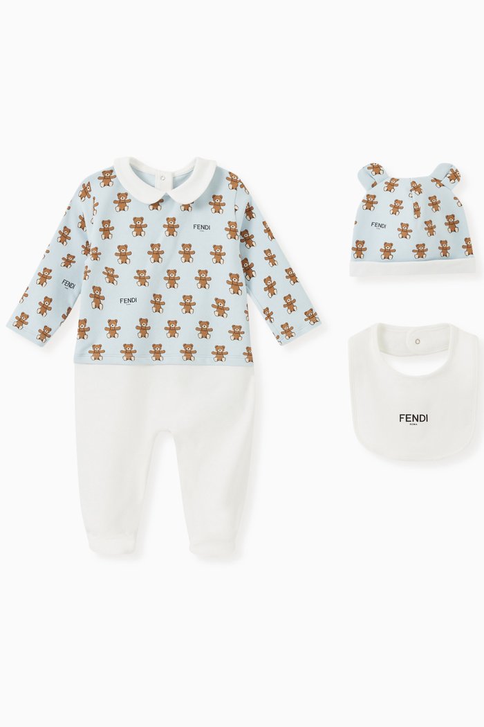 

Teddy Print Pyjama Set in Cotton Jersey, Multicolour