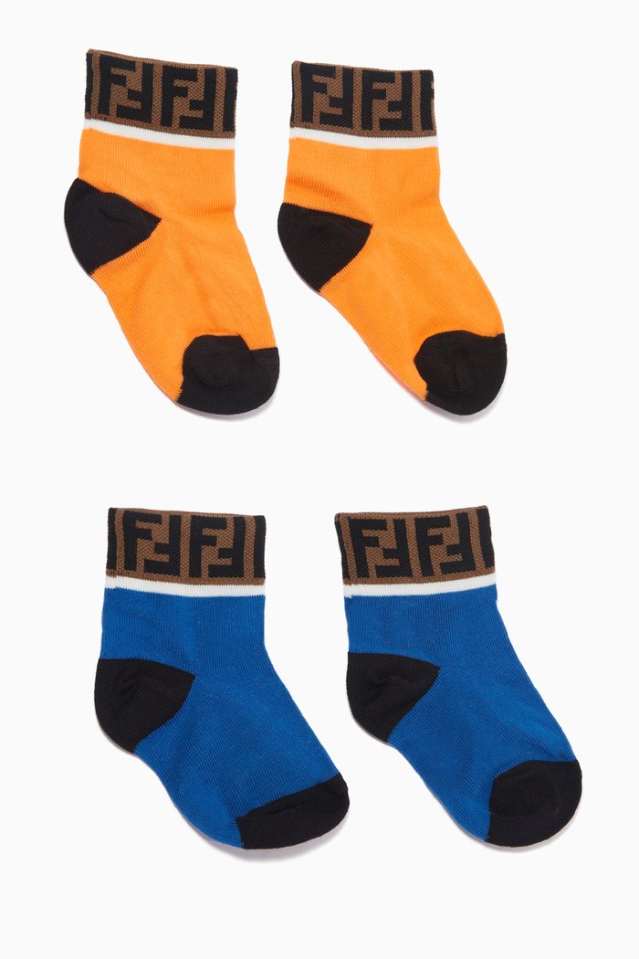 

FF Monogram Socks in Stretchy Cotton, Multicolour