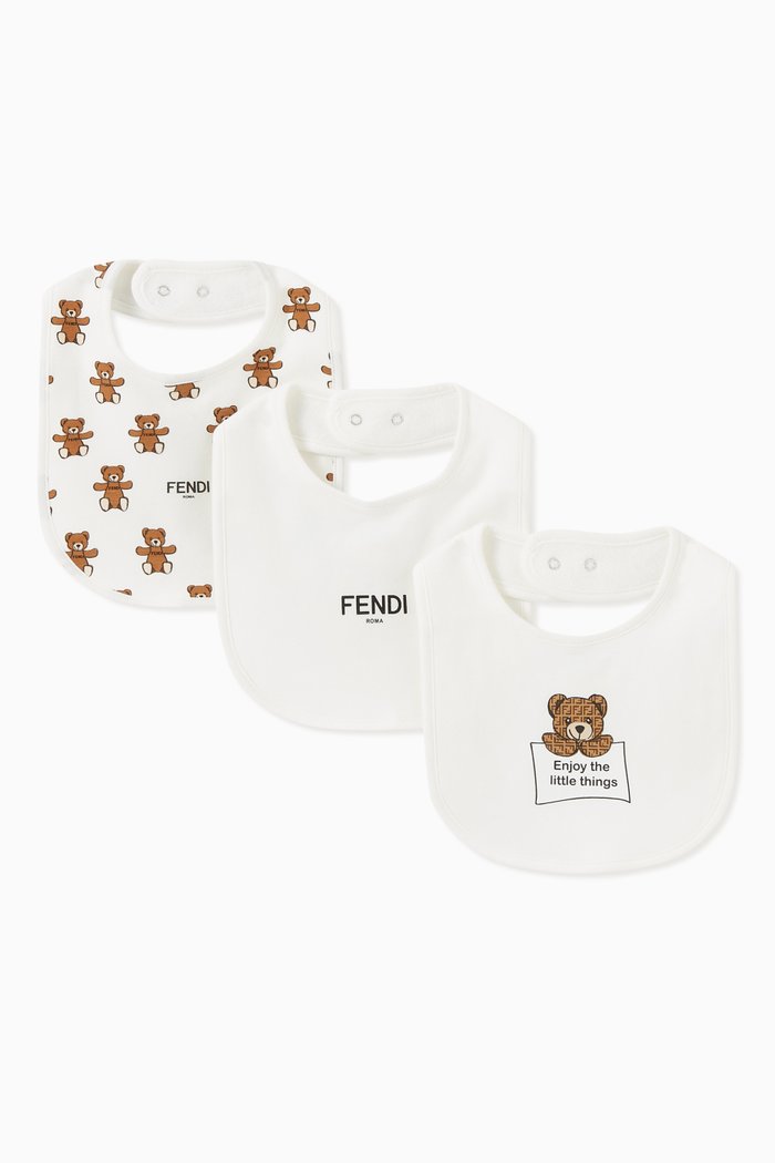 

Teddy Bear Print Bib in Cotton Jersey, Set of 3, Multicolour