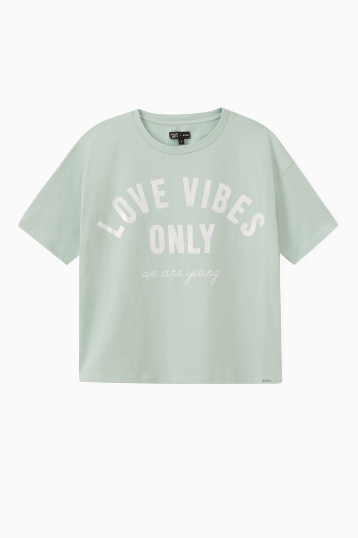 

Slogan Tone T-shirt in Organic Cotton, Brown