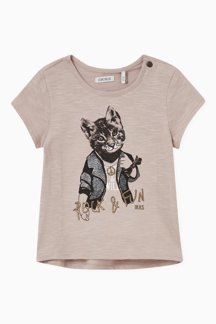 

Glittery Lynx T-shirt in Organic Cotton, Pink