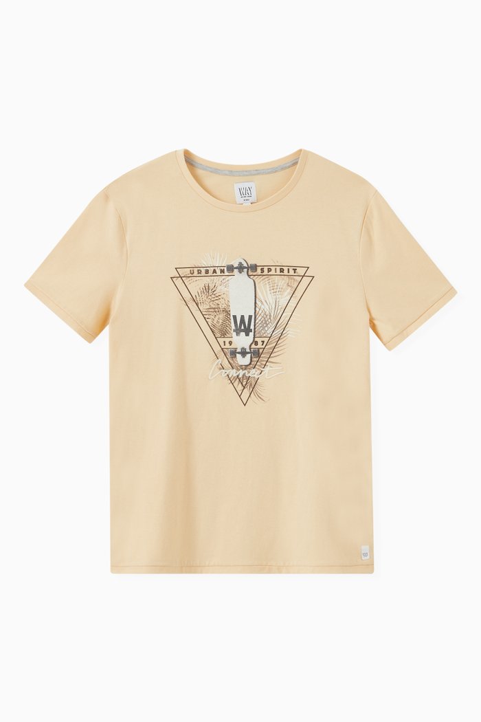 

Skateboard Print T-shirt in Organic Cotton, Yellow