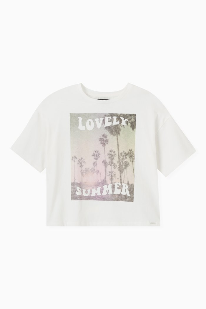 

Palm Tree Photo Print T-Shirt in Organic Cotton, White