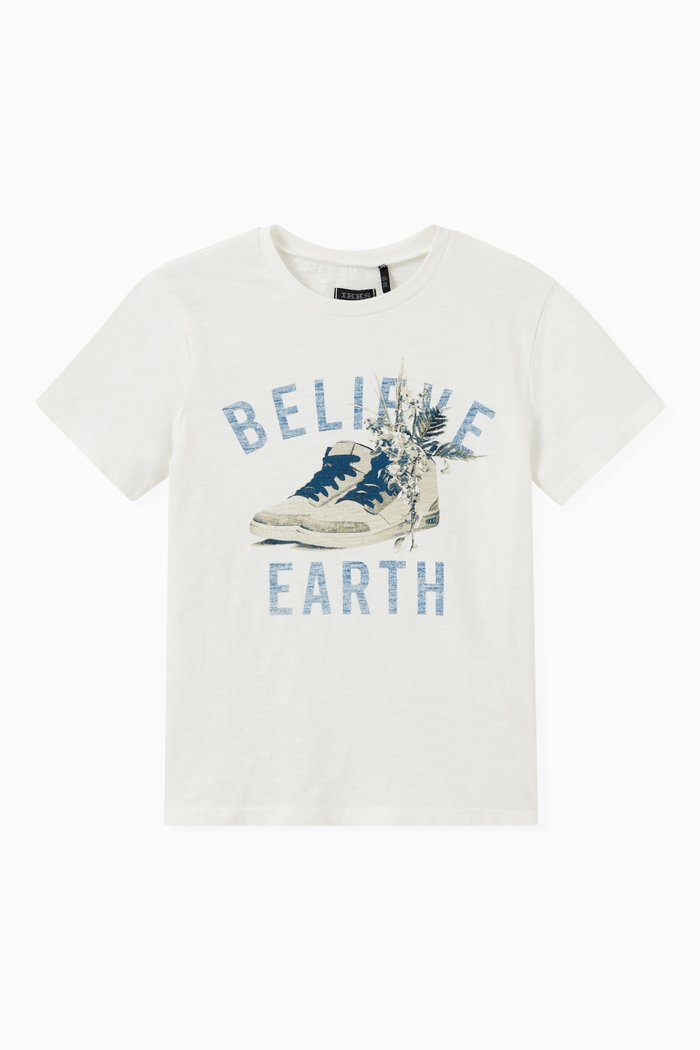 Trainers Print T-shirt in Organic Cotton, White