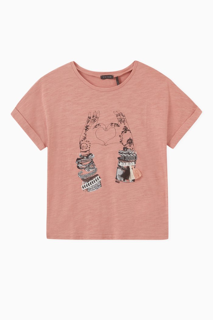 

Hand Heart T-shirt in Organic Cotton, Pink