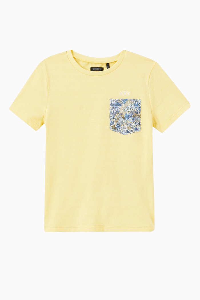Print Pocket T-shirt in Organic Cotton, Brown