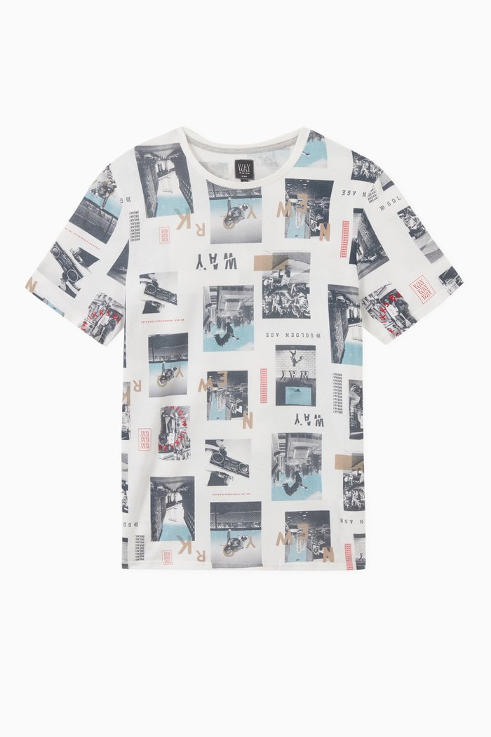 

Graphic Ecru T-shirt in Organic Cotton, Multicolour