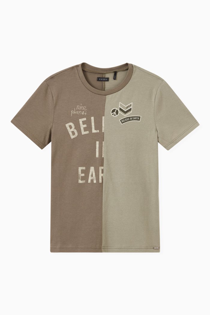 

Two Tone Graphic T-shirt in Organic Cotton, Brown