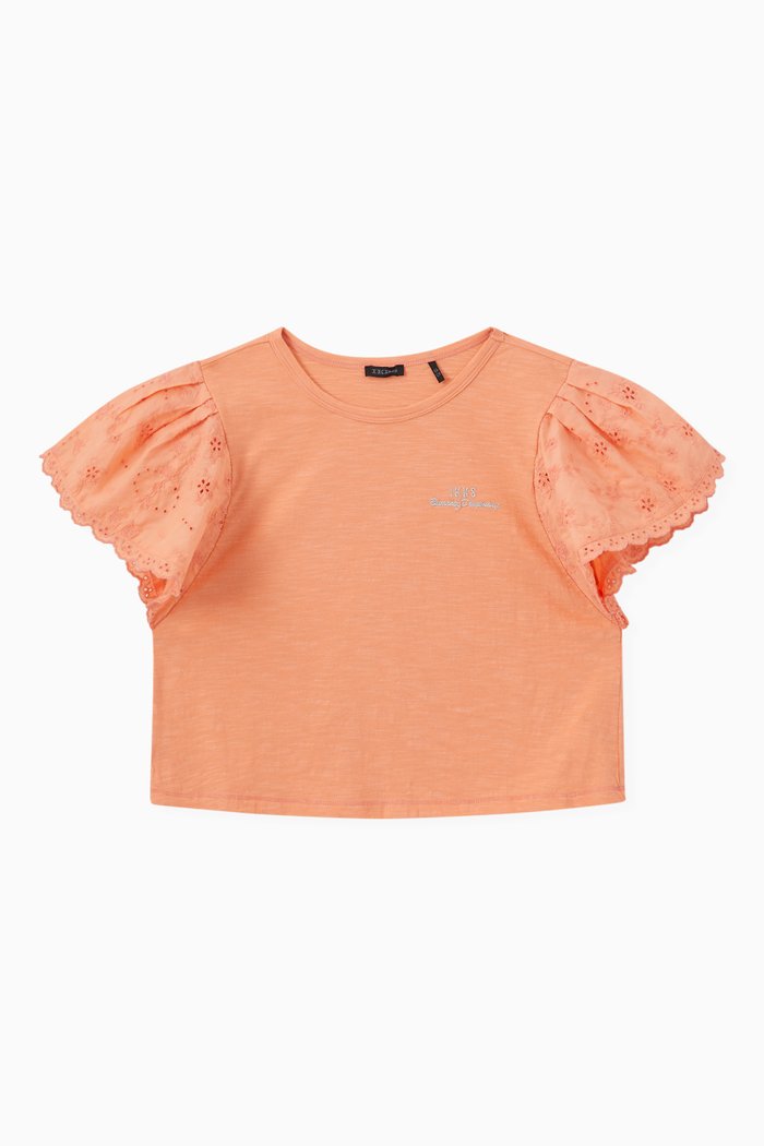 

Embroidered Sleeve T-Shirt in Organic Cotton, Yellow