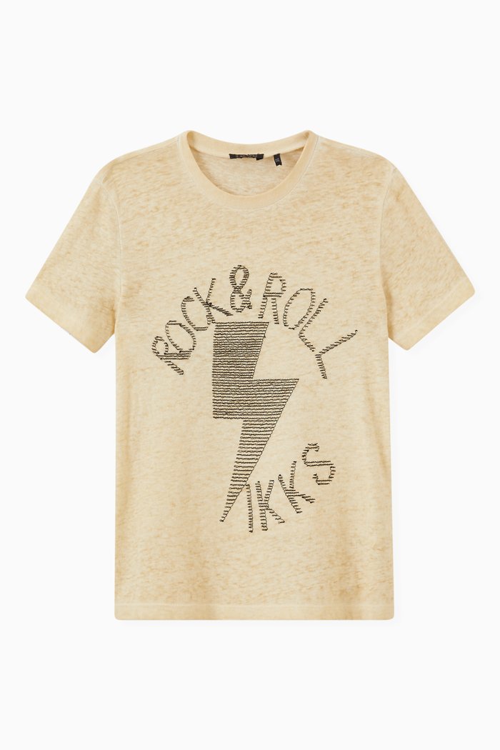 

Embroidered Rock & Roll T-shirt in Cotton, Neutral
