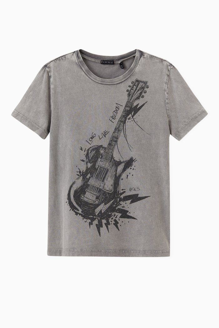 

Rock Guitar Image T-shirt in Organic Cotton, Grey