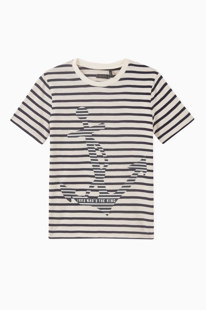 

Striped Anchor T-shirt in Organic Cotton, Blue