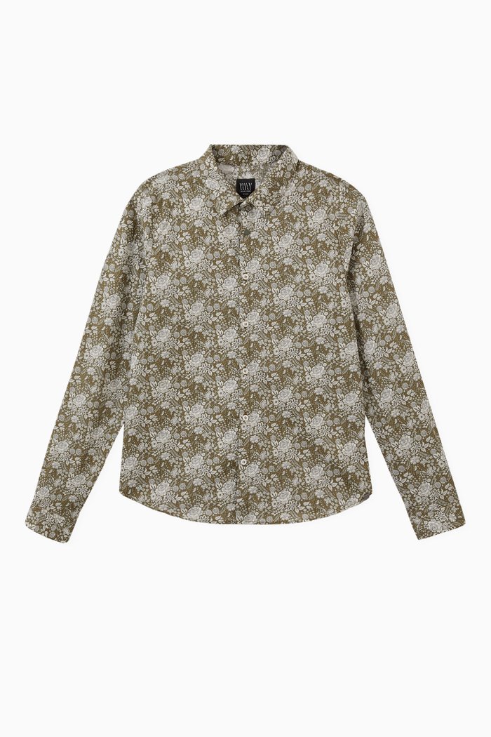 

Floral Print Shirt in Cotton, Brown