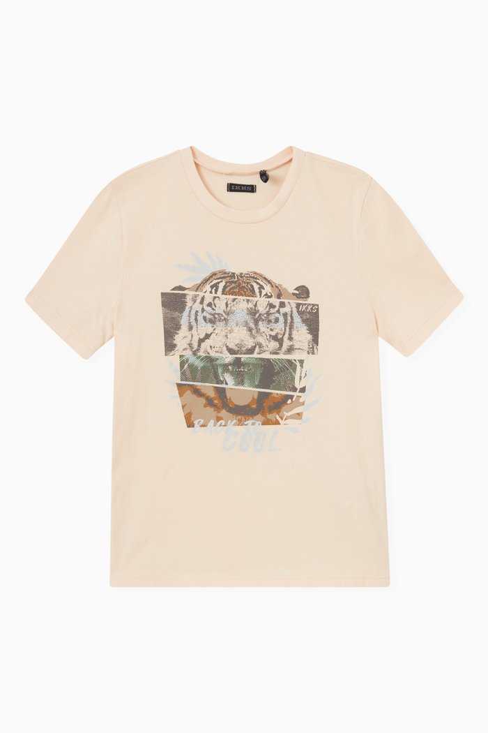 

Tiger Print T-Shirt in Cotton, Orange