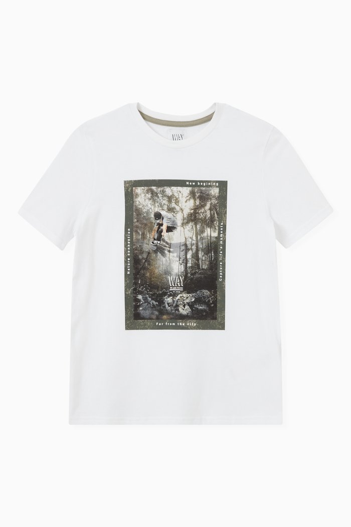 

Jungle Skateboarder T-shirt in Organic Cotton, White