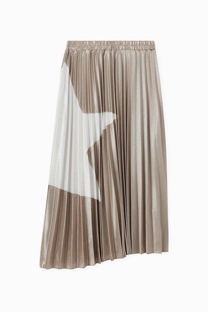 

Pleated Long Skirt, Silver