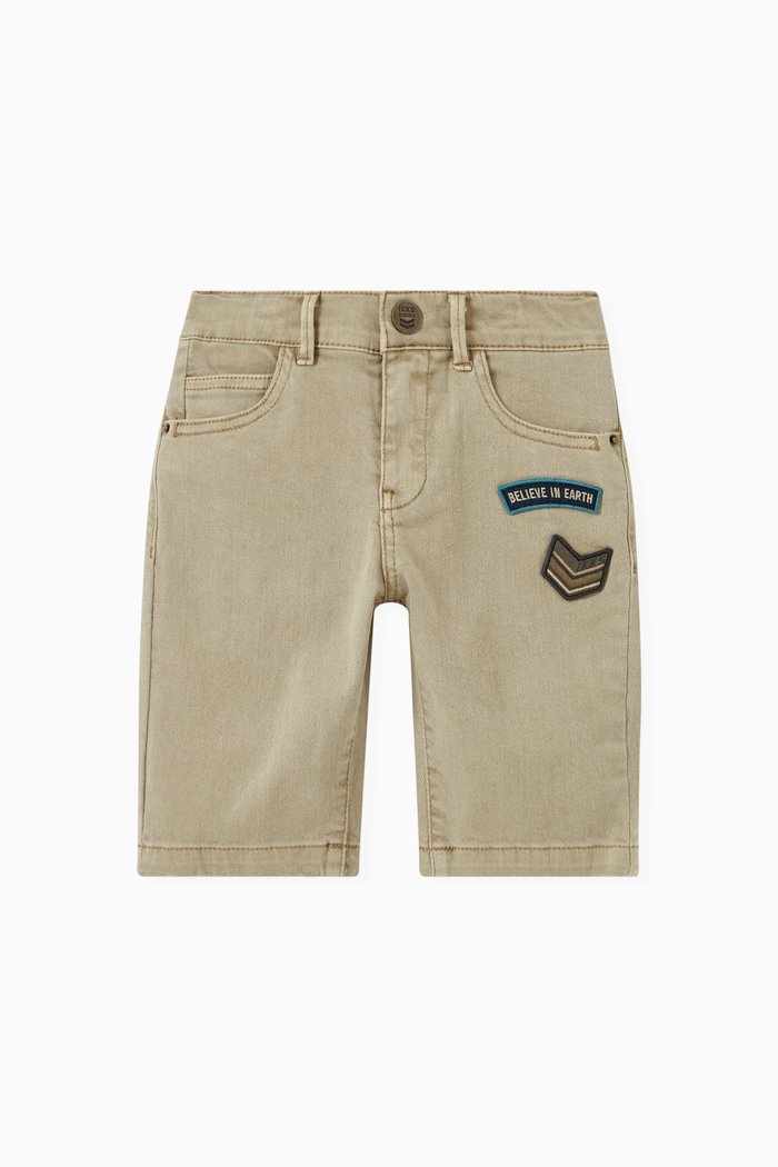 

Patches Bermuda Shorts in Cotton, Brown