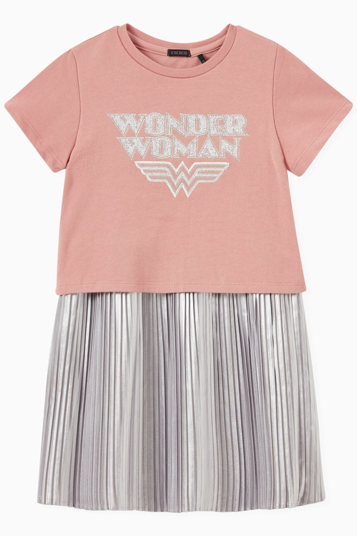 

Graphic Print Dress in Cotton, Pink