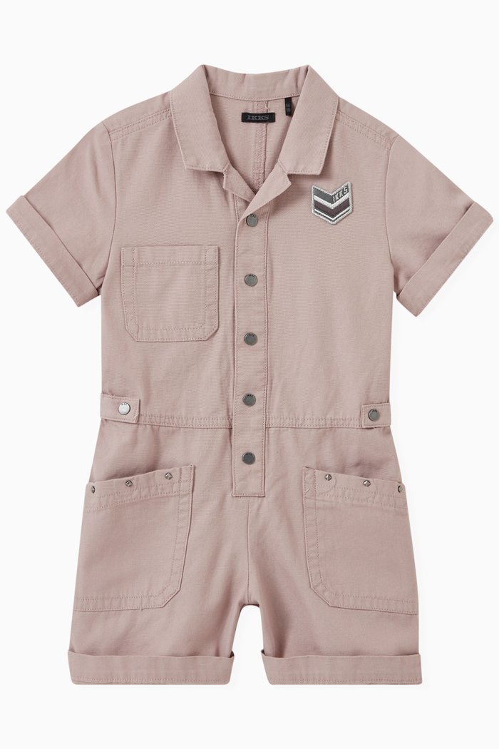 

Safari Style Playsuit in Cotton, Pink