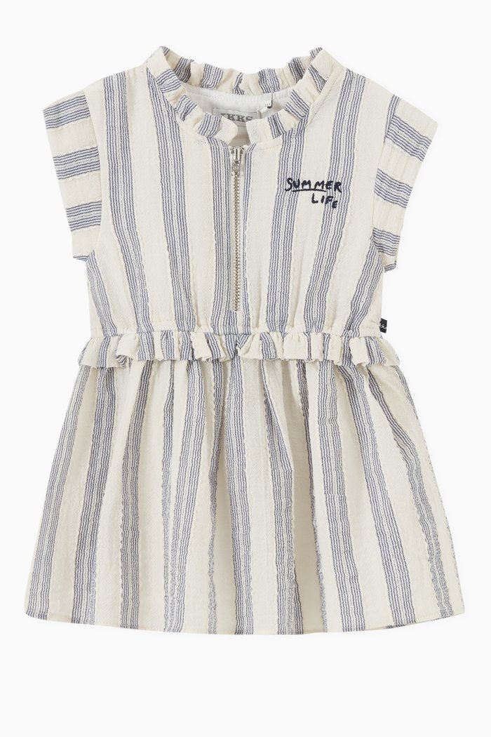 

Striped Dress in Cotton Blend, White