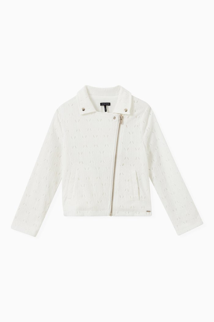 

Biker Style Cardigan in Lace, White