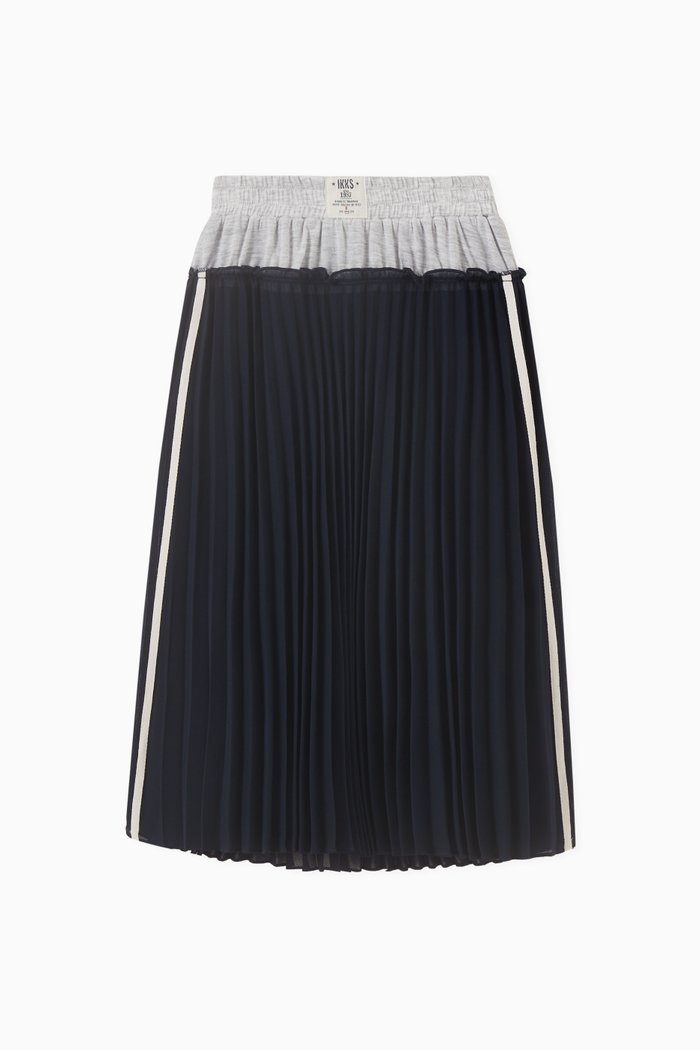 

Pleated Long Skirt, Blue