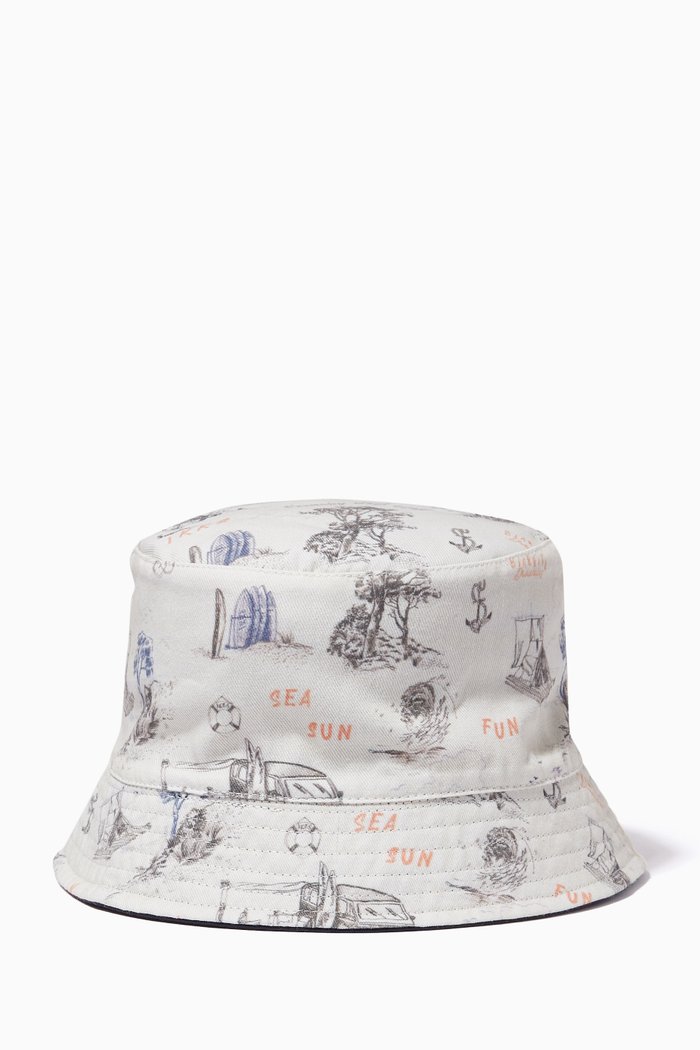 

Reversible Sun Hat in Cotton, White