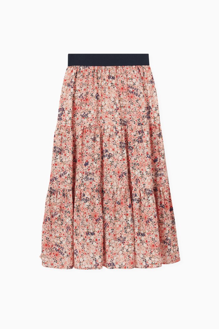 

Floral Print Tiered Skirt, Yellow