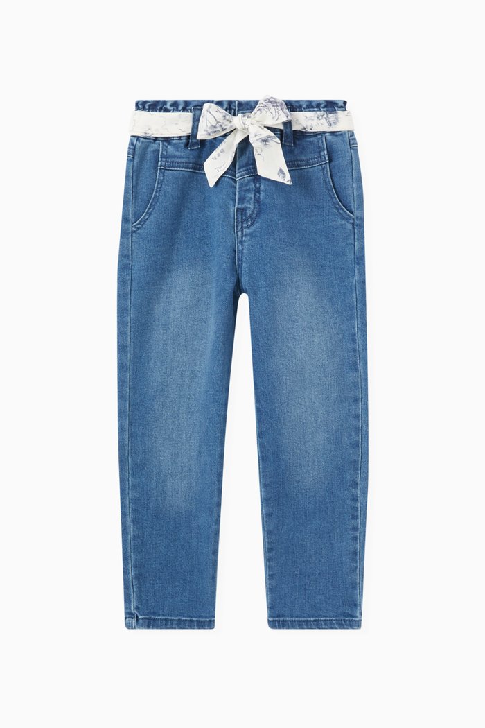 

Jeans with Scarf in Organic Cotton, Blue