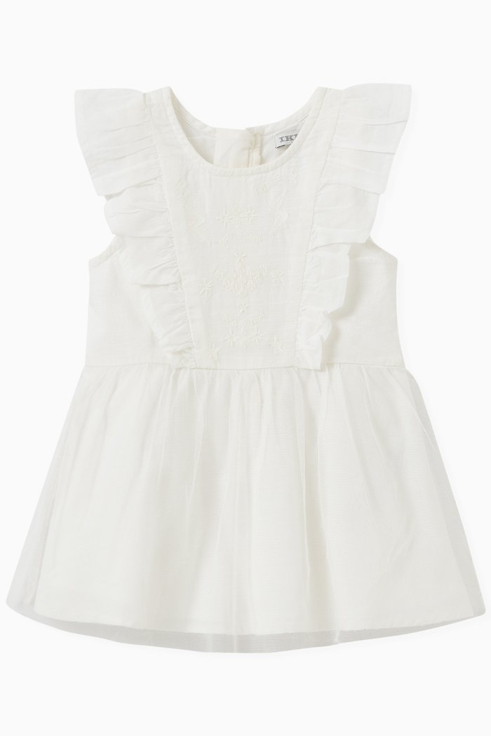 

Frill Dress with Tulle Skirt, White