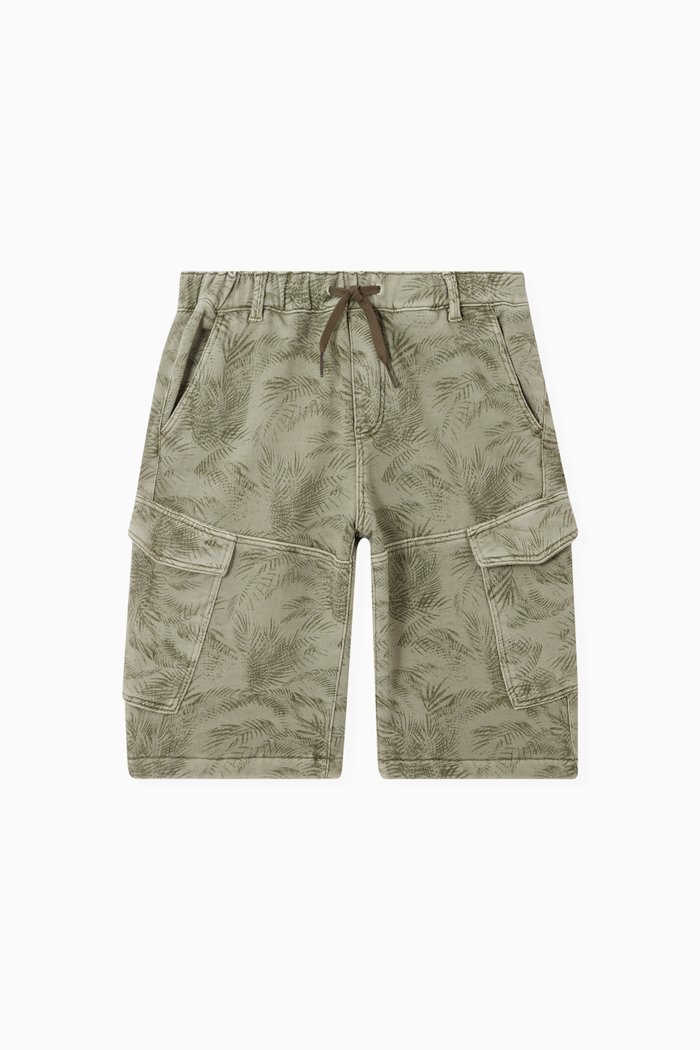 

Leaf Print Bermuda Shorts, Green