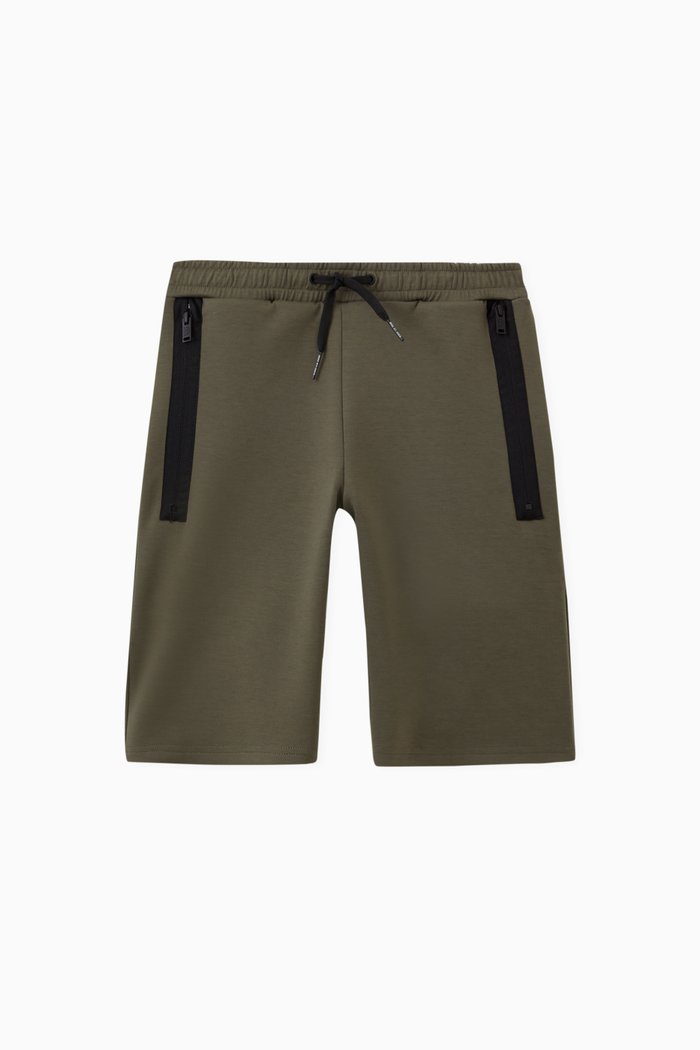 

Contrast Zip Pocket Bermuda Shorts, Brown