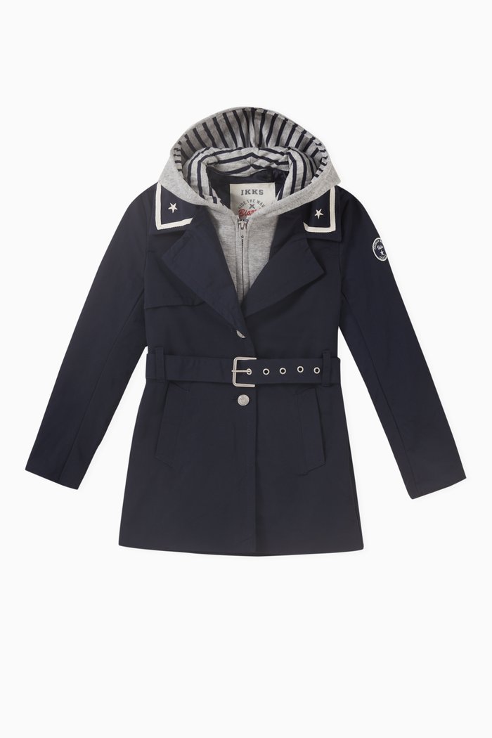 

Hooded Trench Coat, Blue