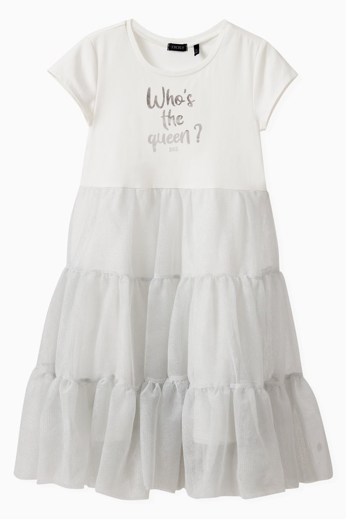 Ombre Tiered Dress in Cotton, White