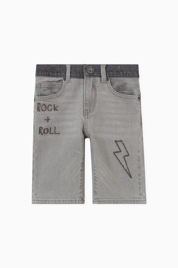

Rock and Roll Embroidered Jeans in Cotton Stretch, Grey