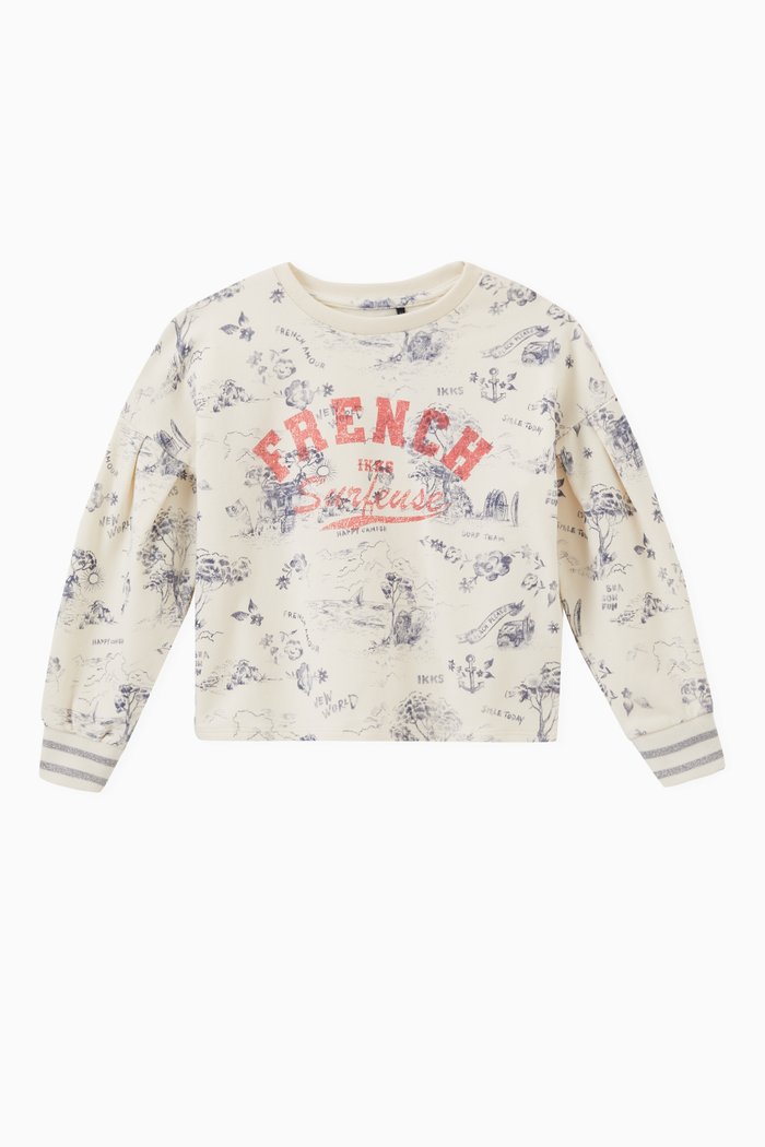 

Toile De Jouy Print Sweatshirt in Organic Cotton, White