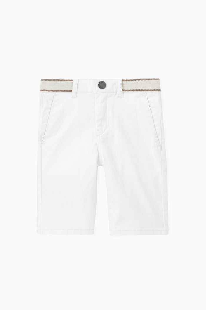

Bermuda Shorts with Belt in Cotton, White