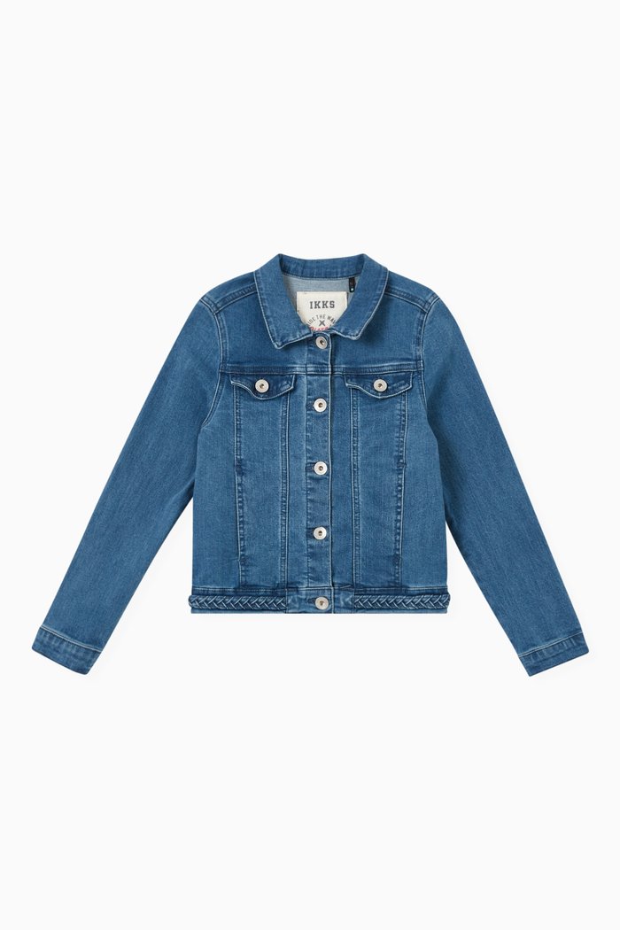 

Embroidered Denim Jacket in Organic Cotton, Blue