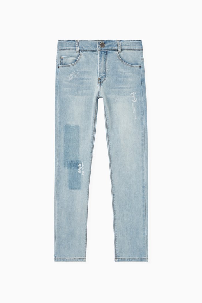 Faded Waterless Jeans in Denim, Blue