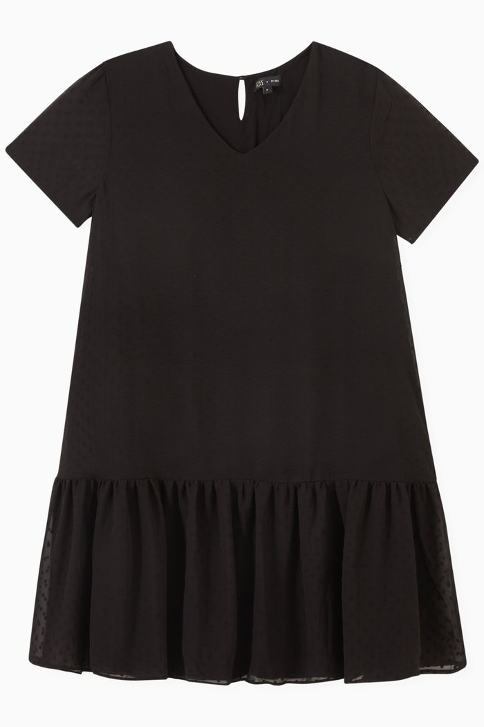 Dotted Dress in Polyester, Black