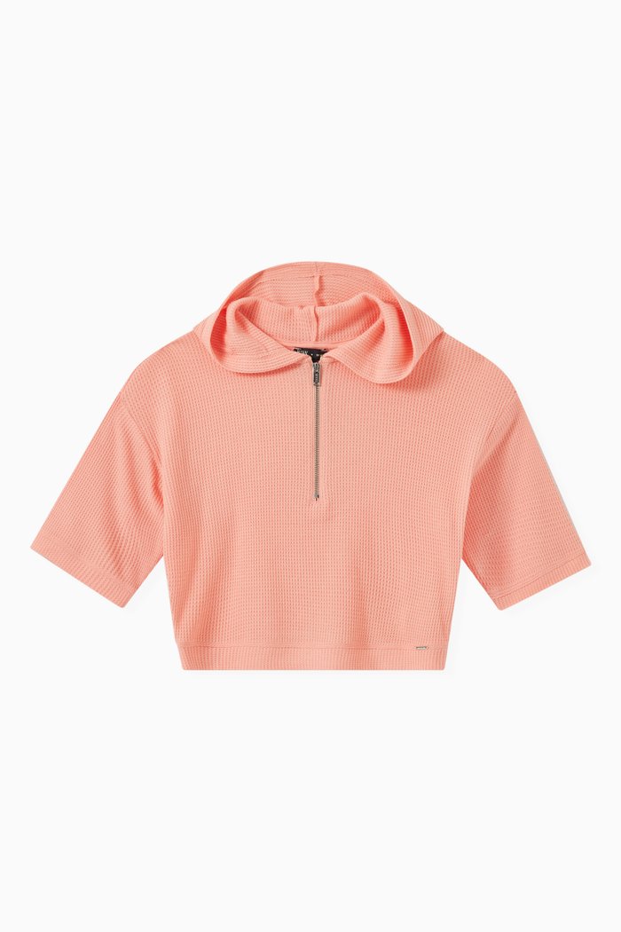 

Hooded Sweatshirt in Waffle Knit, Gold