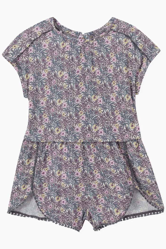

Plant Print Ecovero® Playsuit in Viscose, Multicolour