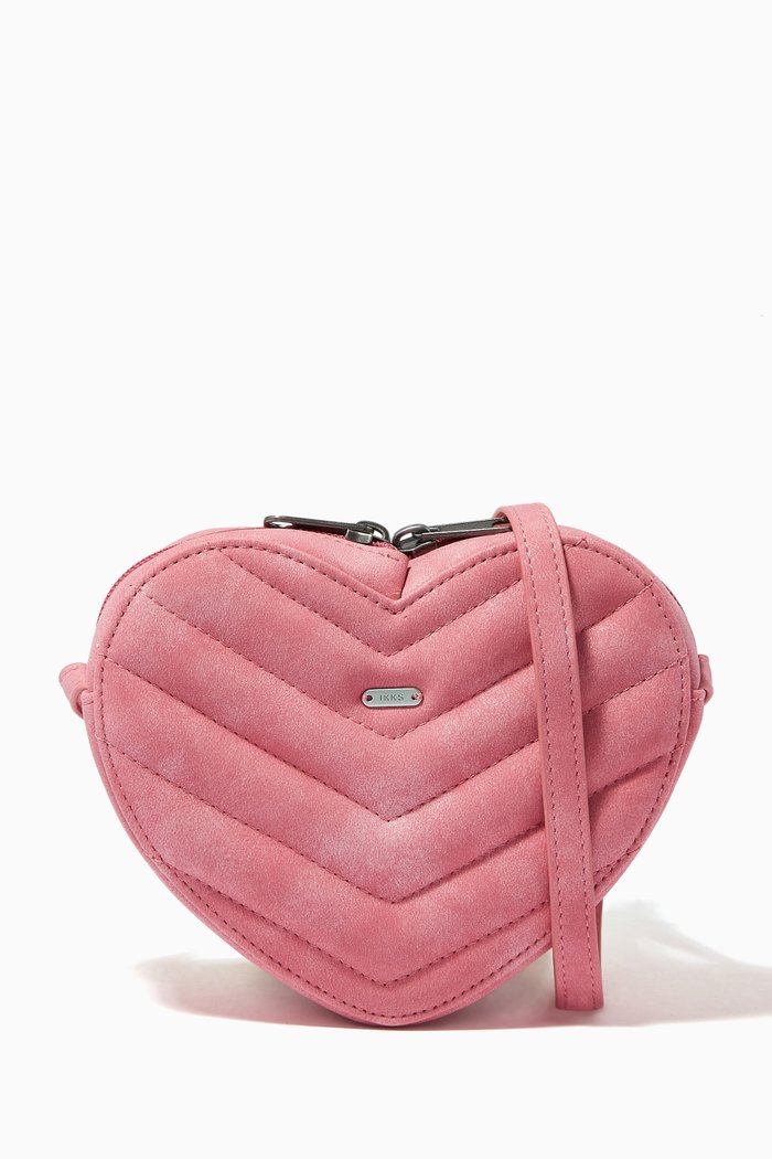 

Quilted Heart Shape Bag, Pink