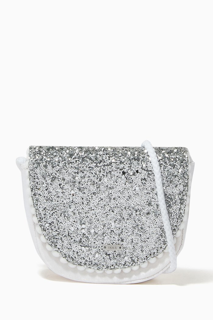 

Glitter Cord Strap Bag, Silver