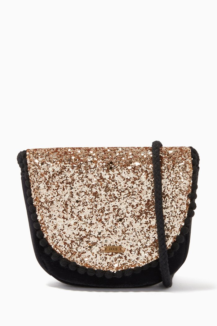 

Glitter Cord Strap Bag, Black