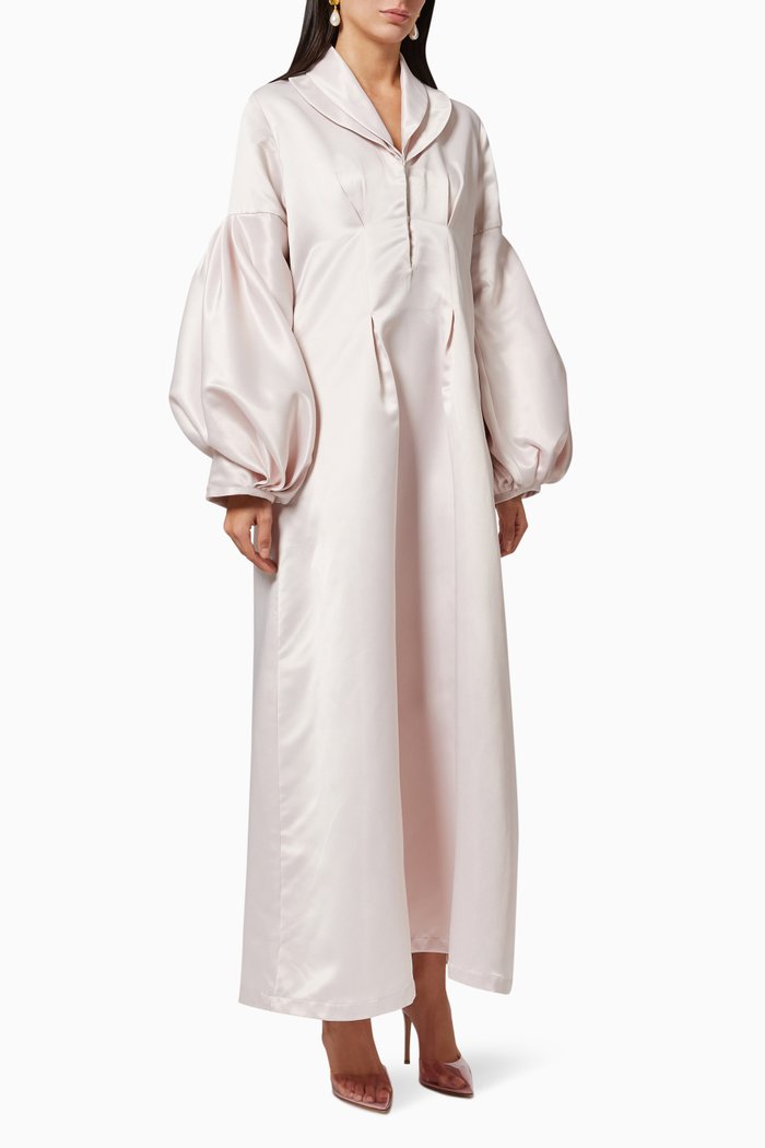 

Double Collar Dress in Satin, Purple
