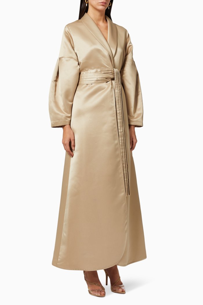 Abaya Style Coat in Satin, Gold