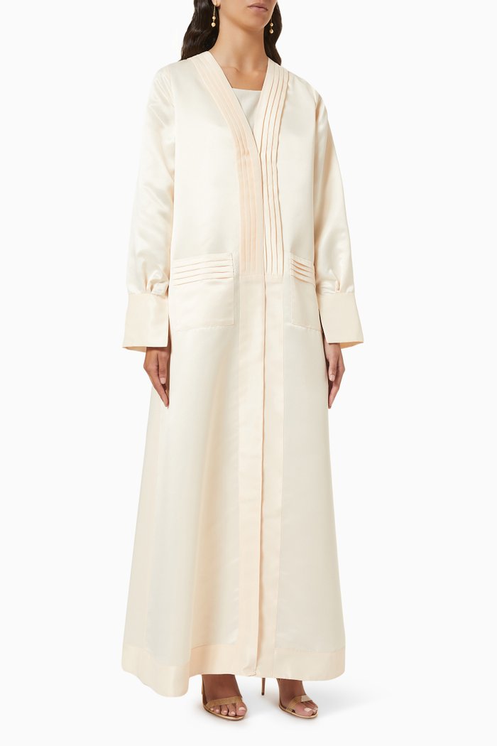 

Pleated Abaya in Satin, Pink