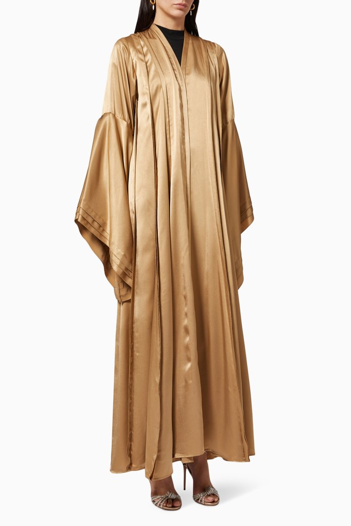 

Pleated Cape Sleeve Abaya, Metallic