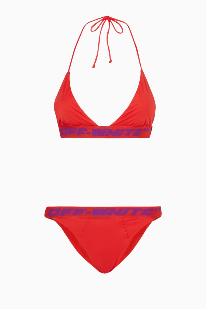 

Logo Band Bikini Set in Recycled Technical Fabric, Red